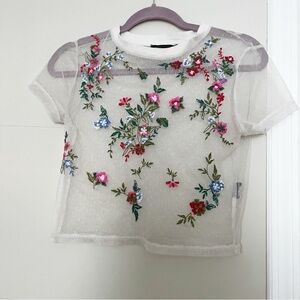 Urban Outfitters woman’s Sheer Floral Embroidered Top
